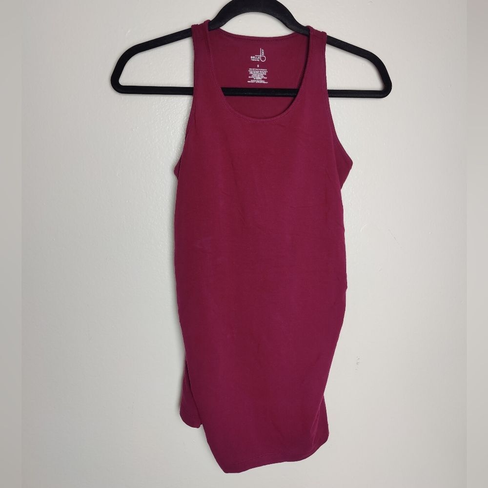Belle Sky Maternity Ruched Tank Top, Dark Red, Size S